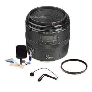  Canon EF 50mm f/2.5 Macro AF Lens Kit, USA with 52mm UV Filter, Lens Cap Leash, Professional Lens Cleaning Kit 