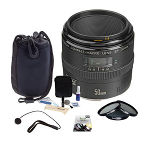  Canon EF 50mm f/2.5 Macro AF Lens Kit, USA with 52mm Filter Kit, New Leaf 3 Year (Drops & Spills) Warranty, Lens Cap Leash, Professional Lens Cleaning Kit, Slinger Neoprene Lens Pouch Medium 