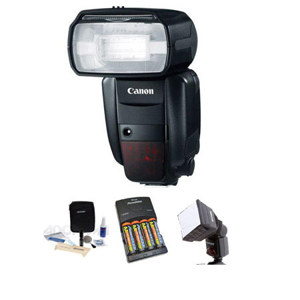  Canon Speedlite 600EX-RT, Shoe Mount Flash U.S.A. Warranty - Basic Outfit - with 4 NiMH Batteries, Charger, Mini Soft Box Diffuser, Cleaning Kit 