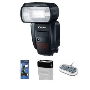  Canon Wedding & Event Kit - with Speedlite 600EX-RT Shoe Mount Flash USA, 4 AA Rechargeable Batteries with Charger, Flash Diffuser, and HonlPhoto Speed Strap 