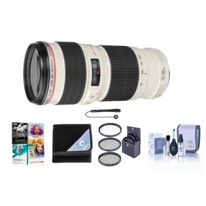  Canon EF 70-200mm f/4L USM AF Lens Kit, USA with Tiffen 67mm UV Filter, Lens Cap Leash, Professional Lens Cleaning Kit 