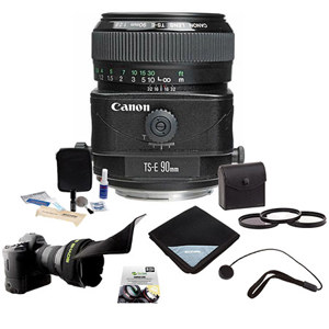  Canon TS-E 90mm f/2.8 Tilt & Shift Manual Focus Telephoto Lens Kit, USA with Tiffen 58mm Photo Essentials Filter Kit, Lens Cap Leash, Professional Lens Cleaning Kit, 