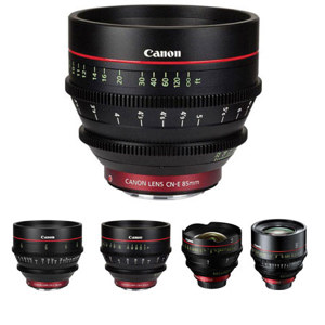 Canon Cinema Prime EF Mount - 5 Lens Bundle - with CN-E 14mm T3.1 L F Lens, CN-E 24mm T1.5 L F Lens, CN-E 50mm T1.3 L F Lens, CN-E 85mm T1.3 L F Lens, CN-E 135mm T2.2 L F Lens 