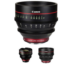  Canon Cinema Prime EF Mount - 3 Lens Bundle - with CN-E 14mm T3.1 L F Lens, CN-E 50mm T1.3 L F Lens, CN-E 85mm T1.3 L F Lens 