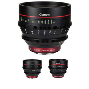  Canon CN-E Three Cine Lens Bundle with CN-E 24mm T1.5 L F Cine Lens, CN-E 50mm T1.3 L F Cine Lens, CN-E 85mm T1.3 L F Cine Lens 
