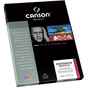  Canson PhotoSatin Premium RC, Satin Surface, Ultra White, Photo Inkjet Paper, 270gsm, 11x17", 25 Sheets 