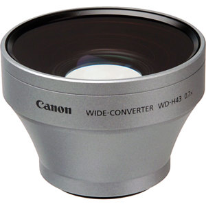  Canon WD-H43, 0.7x High Definition Wide Angle Converter Lens for the HV-20 Camcorder, 43mm Mounting Threads 