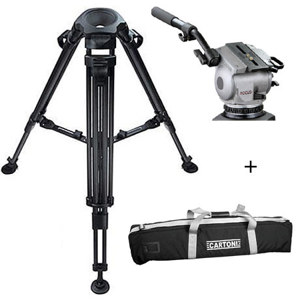  Cartoni F105 Professional Tripod System with Focus Fluid Head, Carbon Fiber Tripod and Mid-Level Spreader, Supports 22 lbs, Maximum Height 64" 