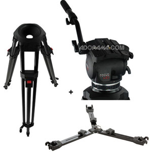  Cartoni Focus HD Fluid Head with 3 Tube Ultra-Light Tripod, Mid-Level Spreader and Soft Case - Black 
