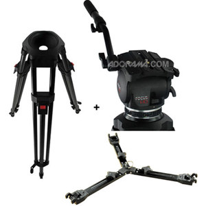  Cartoni Focus HD Fluid Head with 2 Stage 3 Tube Ultra-Light Tripod, Mid-Level Spreader and Soft Case - Black 