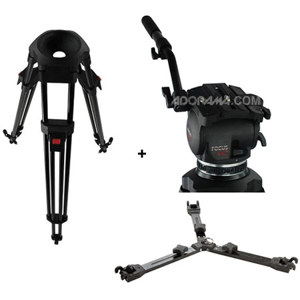  Cartoni Focus HD Fluid Head with 1 Stage Aluminum Tripod, Mid-Level Spreader and Soft Case - Black 