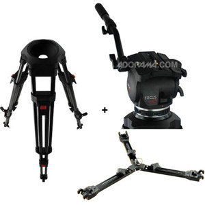  Cartoni Focus HD Fluid Head with 2 Stage Carbon Fiber ENG Tripod, Mid-Level Spreader and Soft Case 