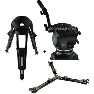  Cartoni Focus HD Fluid Head with 2 Stage Aluminum Smart Stop ENG Tripod, Mid-Level Spreader and Soft Case 