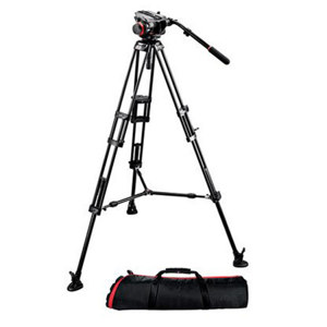  Cartoni HiDV2 Video Tripod System with HiDV Fluid Head 75mm, 2-Stage Aluminum Tripod, Mid-Level Spreader, Rubber Feet, & Soft Case, Supports 11.0 lbs 