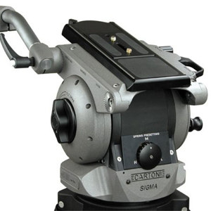  Cartoni S101  Fluid Head (Flatbase) with Short Handle & 1 Pan Bar Handles, Supports 88 lbs 