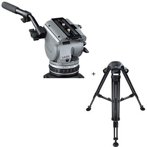  Cartoni Laser Head, 2 Stage Carbon Fiber Smart Stop Tripod with Mid-Level Spreader, Soft Case, Maximum Height 62", Supports 22 lbs. 