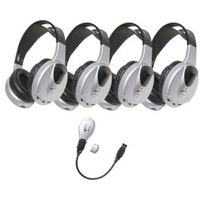 Califone HIR-KT4 4-Person IR Stereo/Mono Wireless Headphones