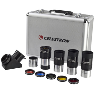  Celestron 2" Eyepiece and Filter Accessory Kit with 3 Eyepieces, Barlow, 5 Filters, Mirror Diagonal & Case. 