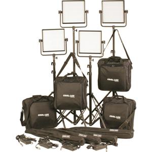  Cool-Lux CL4-4000 Daylight PRO Studio LED Spot Light Kit with Gold Mount Battery Plate, Includes 4x Spot Light, 4x Light Stand, 4x Stand Case, 4x Carry Case, AC/DC Power 