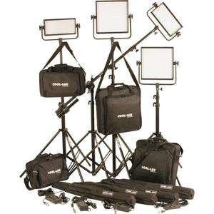  Cool-Lux CL4-3000 Daylight PRO Studio LED Spot Light Kit with V-Mount, Includes 2x CL1000/2x CL500 Spot Light, 4x Light Stand with Case, Carry Case, Boom Arm, AC/DC Power 