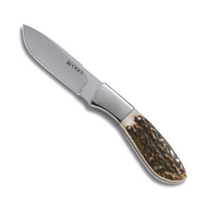  CRKT Kommer Grandpa's Favorite Drop Point Fixed Blade Knife, Stag Handle 