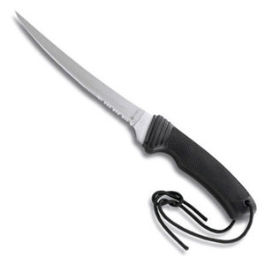  CRKT Kommer Big Eddy Fillet Knife with Combo Edge, 6.75" Blade Length, Glass Filled Nylon Sheath 