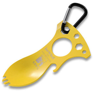  CRKT Eat'N Tool - Spoon, Fork, Bottle Opener, Screwdriver/Pry Tip, Metric Wrenches, Carabiner, Clam, Yellow 