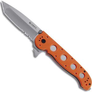  CRKT M16-14ZER Big Dog Pro Tanto 3.75" Combo Blade Folding Knife, Orange Glass Filled Nylon Handle, Glass Breaker, Belt Cutter 