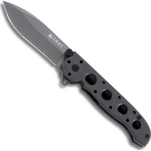  CRKT M21  Folder, Deep-Bellied Spear Point 3.125" Plain Blade EDC Folding Knife, Black G10 Handle, AutoLAWKS Safety System, Flipper 