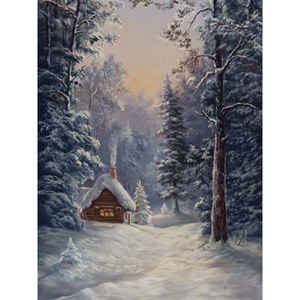  Denny Manufacturing 8x8' Holiday Cottage Freedom Cloth Backdrop 