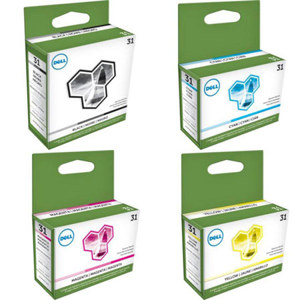  Dell Complete Ink Cartridge Set for V525w Printers - Black, Cyan, Magenta & Yellow 