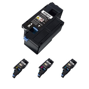  Dell Complete Toner Cartridge Set for  C1660W Printers, with Cyan / Magenta / Yellow and Black Toner Cartridges (Yield: C/M/Y: 1,000 Pages, Black: 1,250 Pages) 
