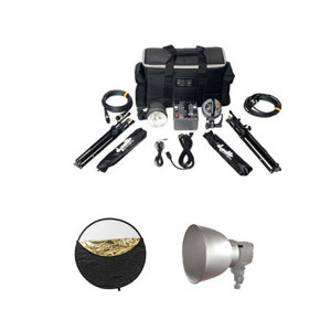 Dynalite RK4-1222 Kit with RP400 400W/s Road Power Pack, Two MH2015 Road Flash Heads, 40" Umbrella and Light Stands - Bundle - with Westcott 40" 5-in-1 Collapsible Reflector &  Parabolic Reflector 10" 
