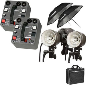  Dynalite RK4-2302 Kit with Two RP400 400W/s Road Power Pack, Three MH2015 Road Flash Head and Two Umbrellas 