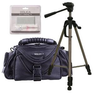  Dolica 3-in-1 Camcorder Starter Kit, Includes 57" Tripod, Shoulder Camera Case and Lens Cleaning Kit 