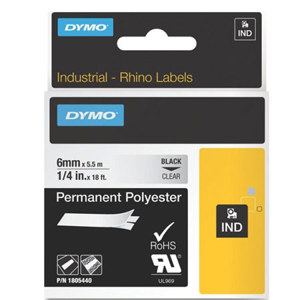 Dymo 1805440 Rhino 1/4" Clear Permanent Poly Labels 1805440