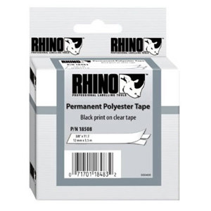 Dymo 18508 3/8"x18' Clear Permanent Polyester Labels 18508