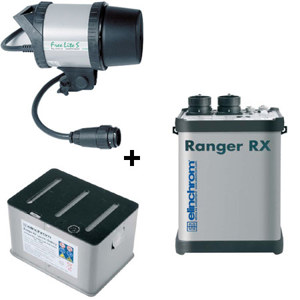  Elinchrom Ranger RX 1100ws Battery Operated Power Pack Kit, with Freelight S Lamphead, Battery, Charger, Sync Cord 