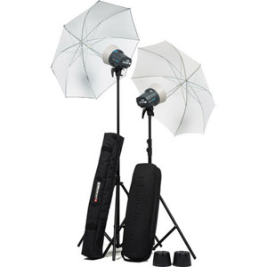  Elinchrom D-Lite RX One 2x Head Umbrella to Go Kit - 2 Flash Heads, 2 Reflectors, 2 - 33" Umbrellas, 2 Stands, 1 Transmitter 