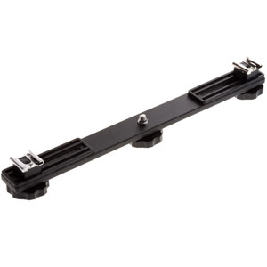  Adorama Straight Bracket with Two Adjustable Flash Shoe and Microphone, 