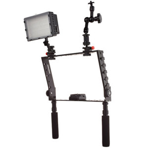  Flashpoint VBA Video Light Kit with Dimmable 160 LED Video Light, 7" Adjustable Double Articulating Arm, & Camera Cage Bracket with Various Shoes, for Various DSLR's 