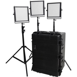  FloLight LED Video Lighting Kit, Includes 3 x MicroBeam 1024 Daylight Spot Lights, 3 x 8' Stands, ATA Rated Configured Wheeled Flight Case 