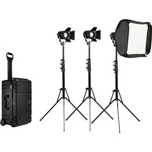  Fiilex K302 3-Light P360EX LED Lighting Kit, Includes 3 P360EX Light Heads, 3 P360EX Barndoors, 3 Light Stands, 15"x15" Softbox, Speedring, Case 