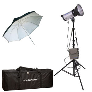  Flashpoint 1220M Portrait Wedding Monolight Kit, with 1220M Monolights, Stand, Battery Pack, Umbrella & Case 