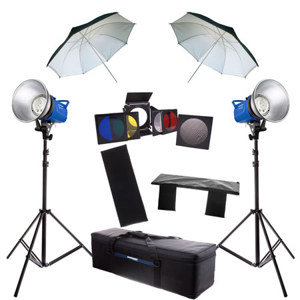  Flashpoint DG600 Ultra Wedding Portrait Light System - 2 DG600 300 WS Monolights with Stands, Umbrellas, Case and Accesories 