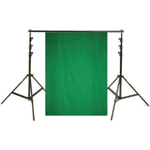  Flashpoint Background Support System (folds 35") With 5x8', Chroma Green Screen Muslin 