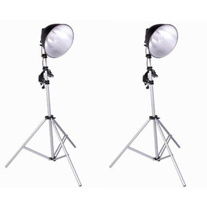  Adorama Cool Kit with 2-10 " Reflector, 2 Fluorescent Bulbs (450W Equivelant) and 2 Black Stands, Case 