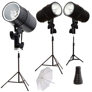  Flashpoint Mini Studio kit 3 Monolights With Stands & accessories 