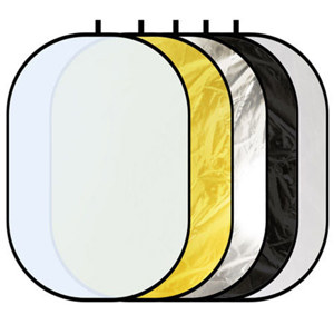  Glow 5 In 1 Collapsible Reflector - Black, White, Zebra gold, Silver, Trans - 40" x 60" 