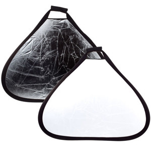  Flashpoint 32" Triangular Collapsible Disc Reflector, Silver / White, with Built-in Holder. (80cm) 